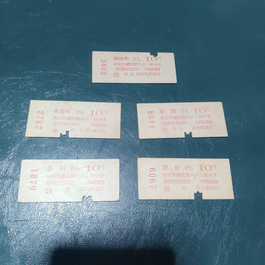 【山手線】使用済赤地図式硬券乗車券　５枚