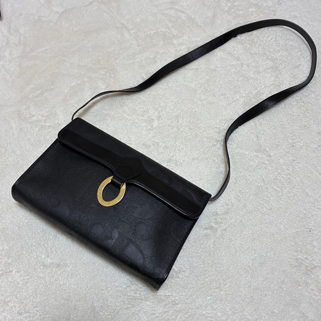 美品　クリスチャンディオール　トロッター　ショルダーバッグ　ブラック　レザー