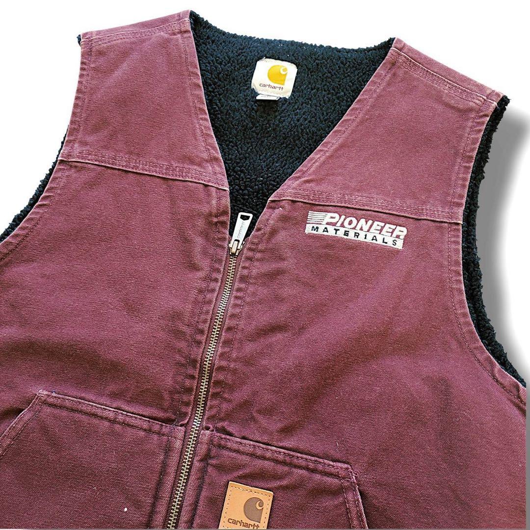 超希少カラー　カーハート　ダック　ボア　ベスト　バーガンディー　グッドフェード
