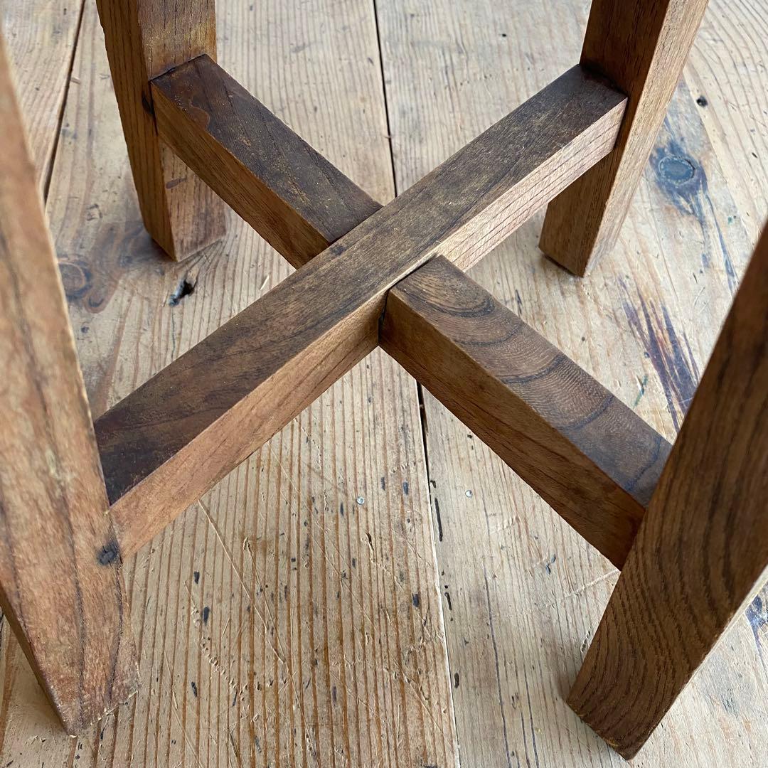 アンティーク スツール 椅子 無垢材 シャビー z865