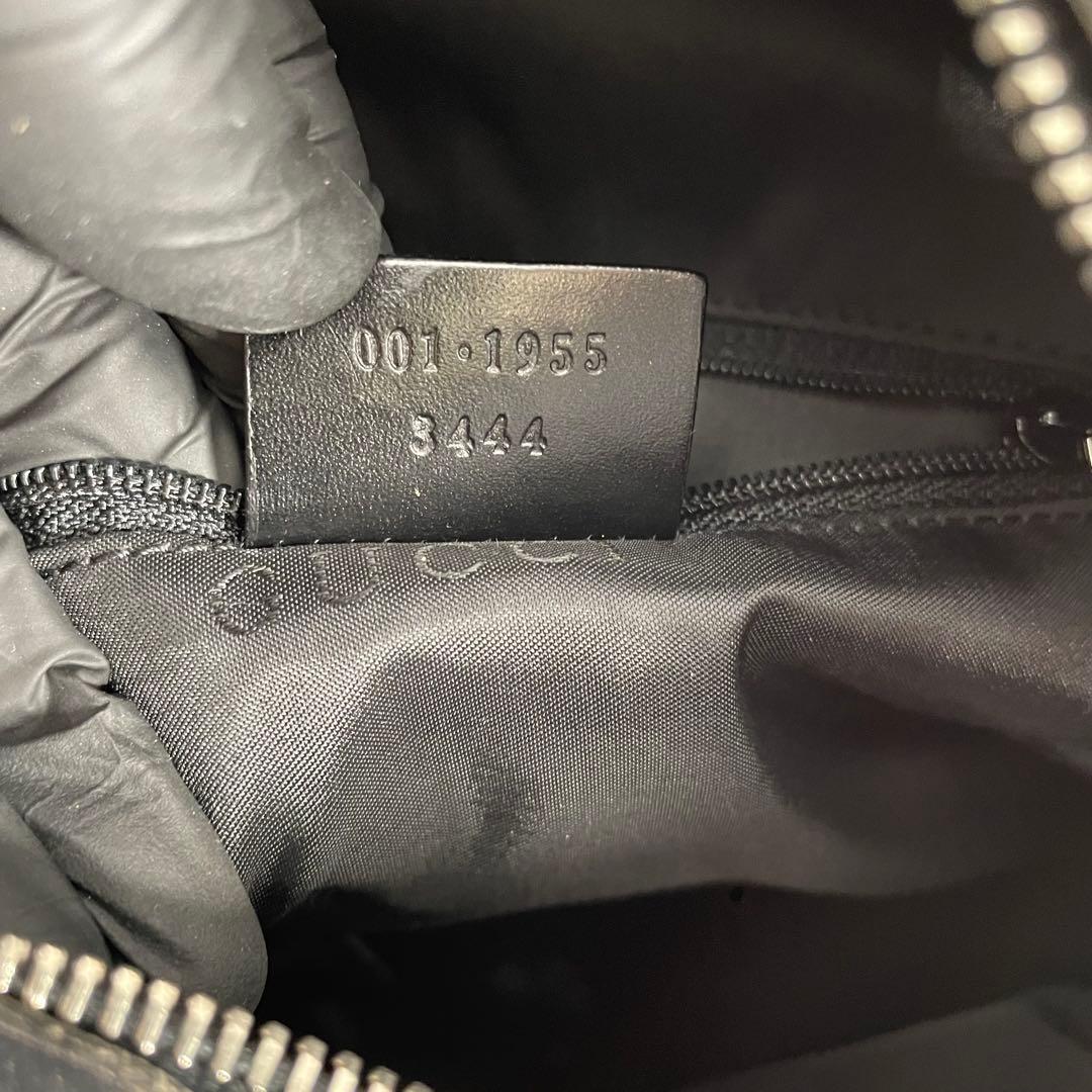 美品 GUCCI グッチ ナイロン レザー G金具 ワンショルダーバッグ 黒