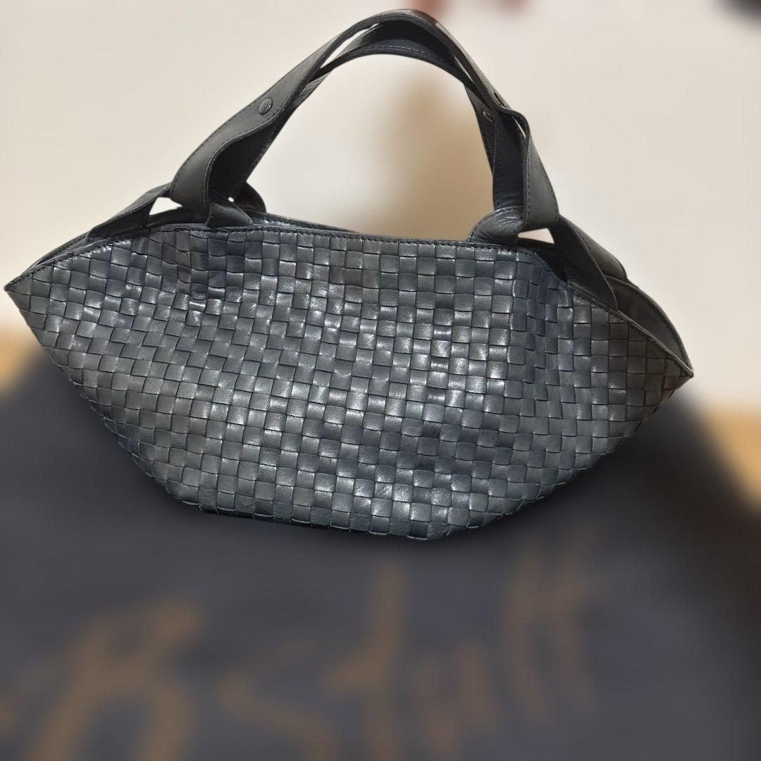 B.stuff ネイビー　メッシュ　編み込み　ハンドバッグ