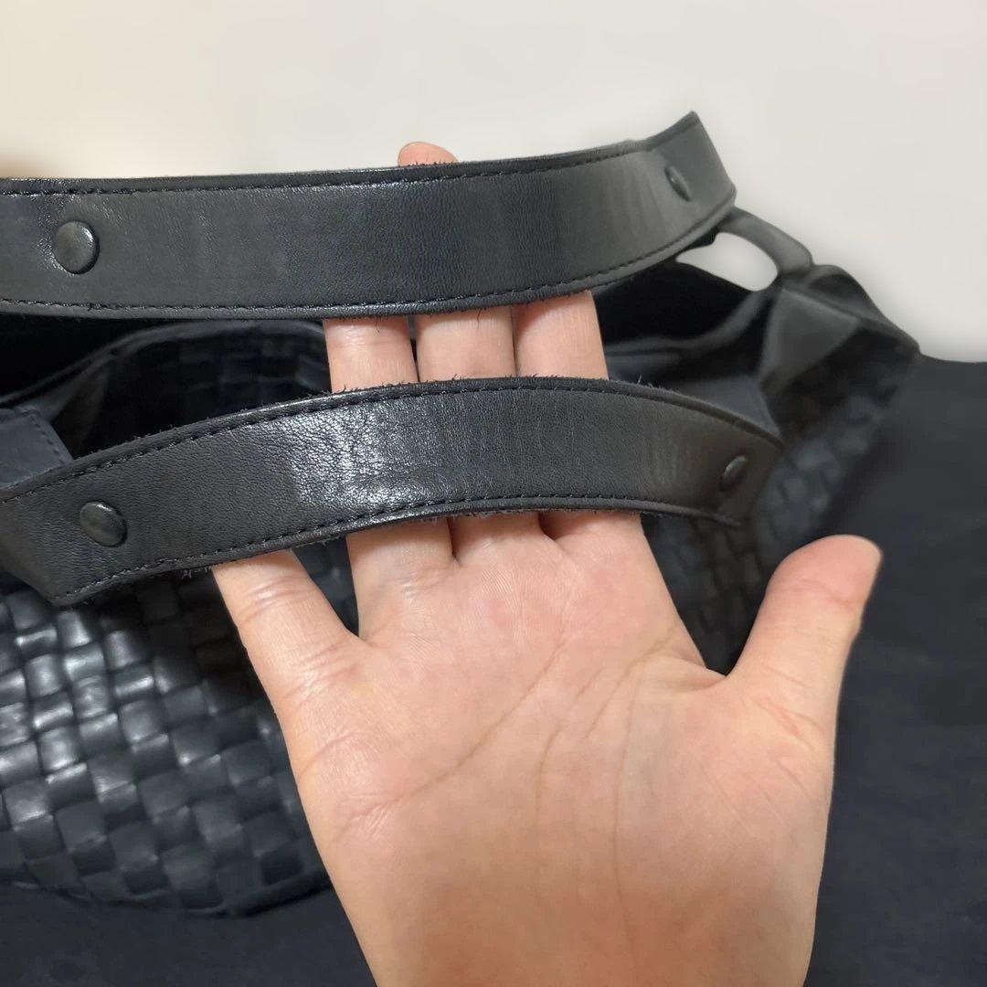 B.stuff ネイビー　メッシュ　編み込み　ハンドバッグ