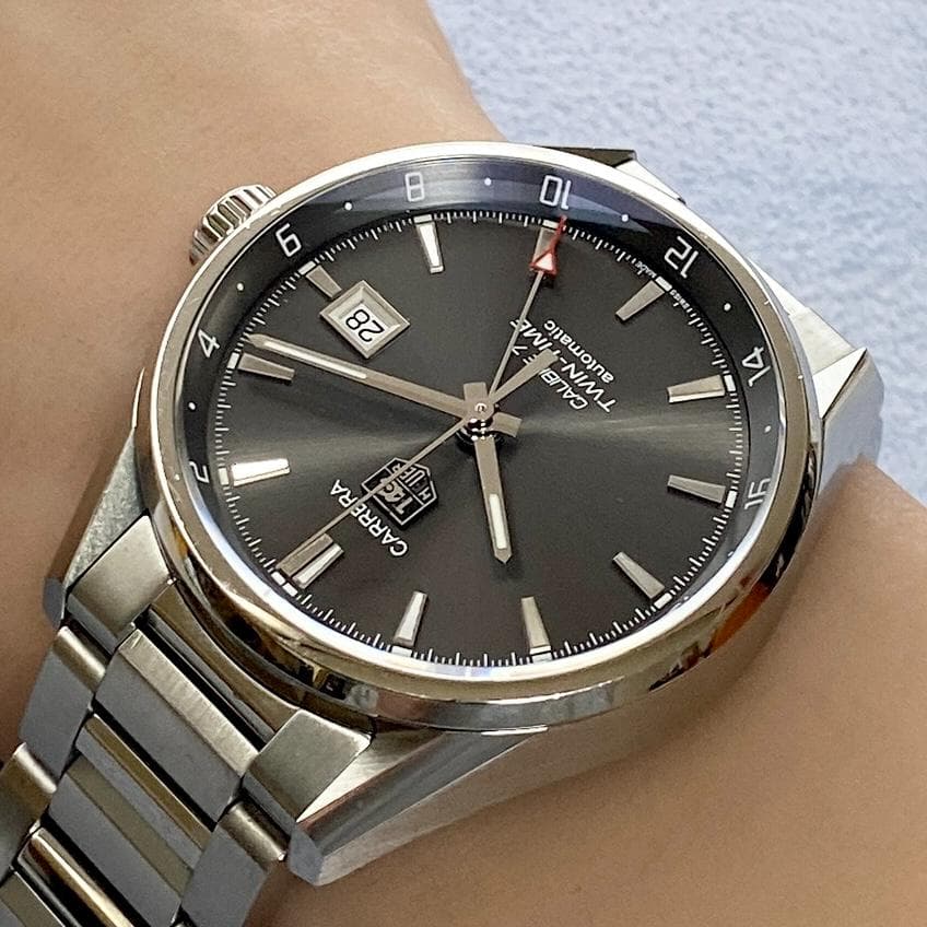 OH済 タグホイヤー カレラ キャリバー7 ツインタイム グレーダイアル AT