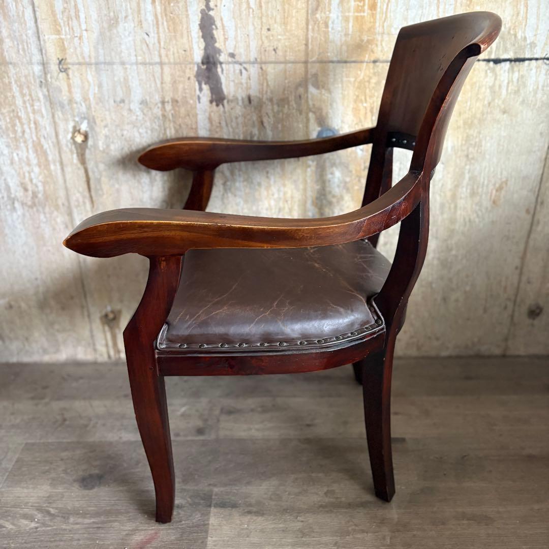 エスニックスタイル　レザーシート アームチェア ヴィンテージ　②