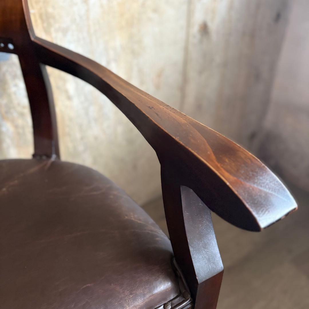 エスニックスタイル　レザーシート アームチェア ヴィンテージ　②