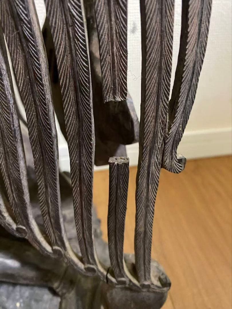 黒檀木彫り檀木彫り 希少中古シュヌ神バリ 置物高62.5cmx30cm重9kg