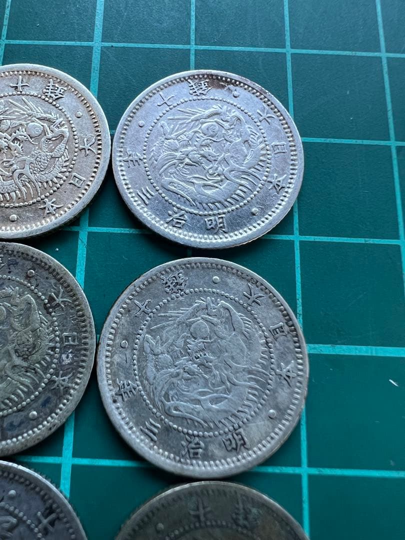 日本銀貨　旭日竜10銭銀貨　6枚ロット