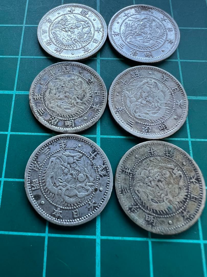 日本銀貨　旭日竜10銭銀貨　6枚ロット