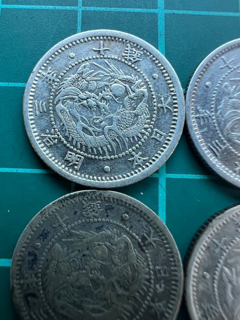 日本銀貨　旭日竜10銭銀貨　6枚ロット