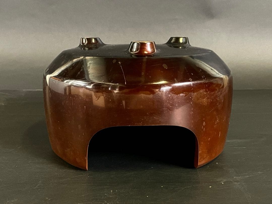 割引‼️「母」 唐銅 面取 風炉 八治良 共箱 茶道具 (1219あ①)