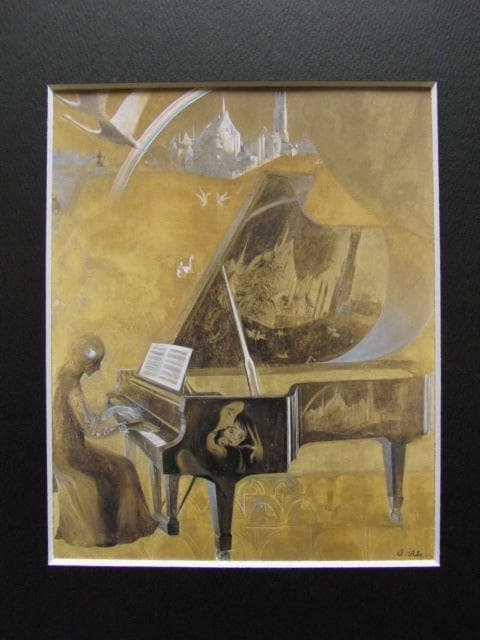 阿部盛有、曲―AVE　MARIA、希少な額装用画集より、新品高級額装付