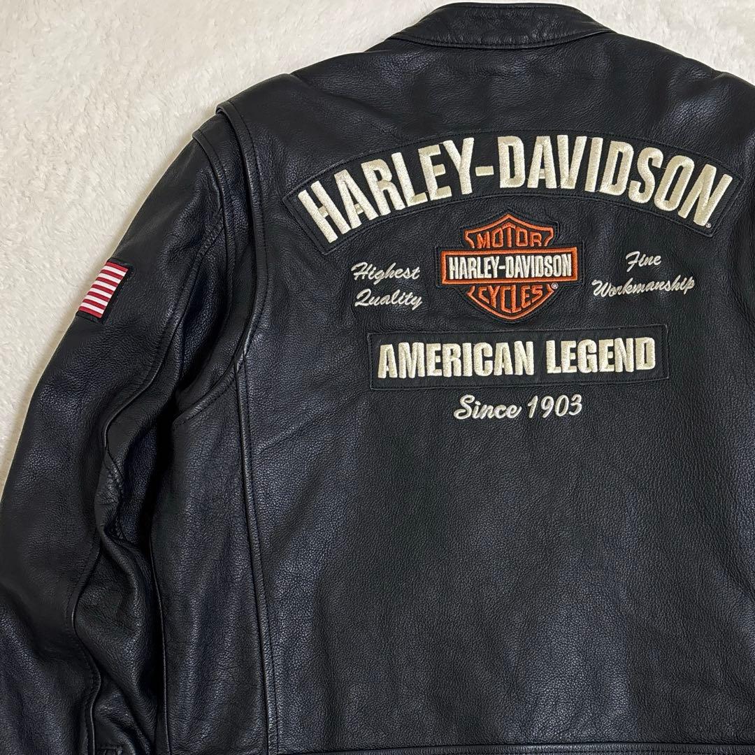 【美品】Harley-Davidson レザージャケット Mサイズ 刺繍ロゴ
