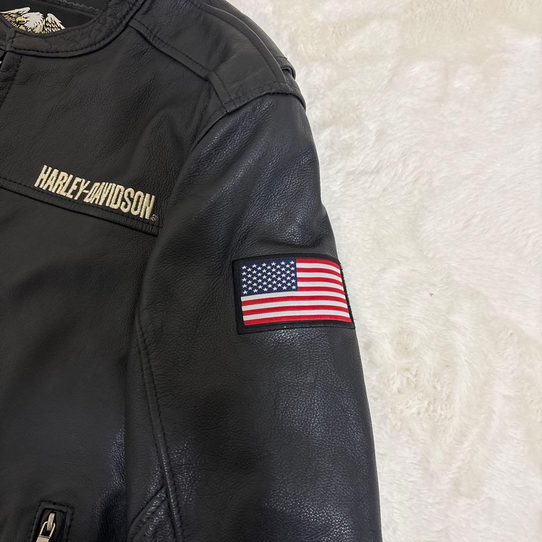 【美品】Harley-Davidson レザージャケット Mサイズ 刺繍ロゴ