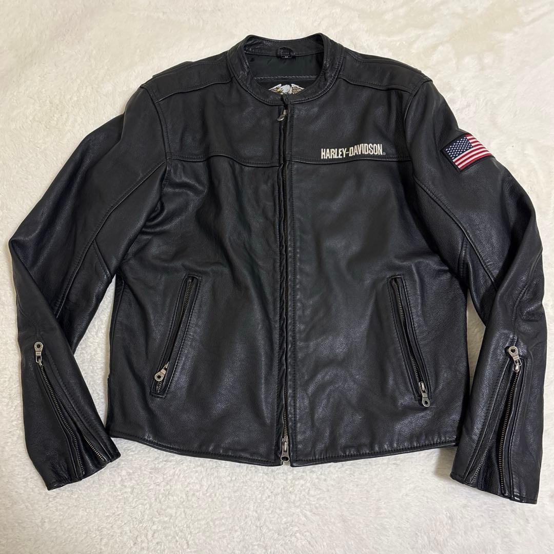 【美品】Harley-Davidson レザージャケット Mサイズ 刺繍ロゴ