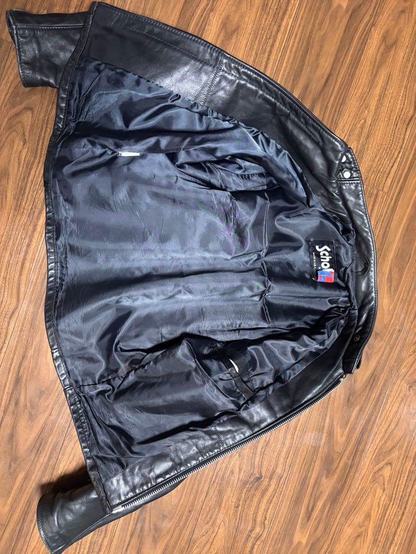 SCHOTTショット☆本革レザーライダースジャケット３６シングルメンズ黒USA製