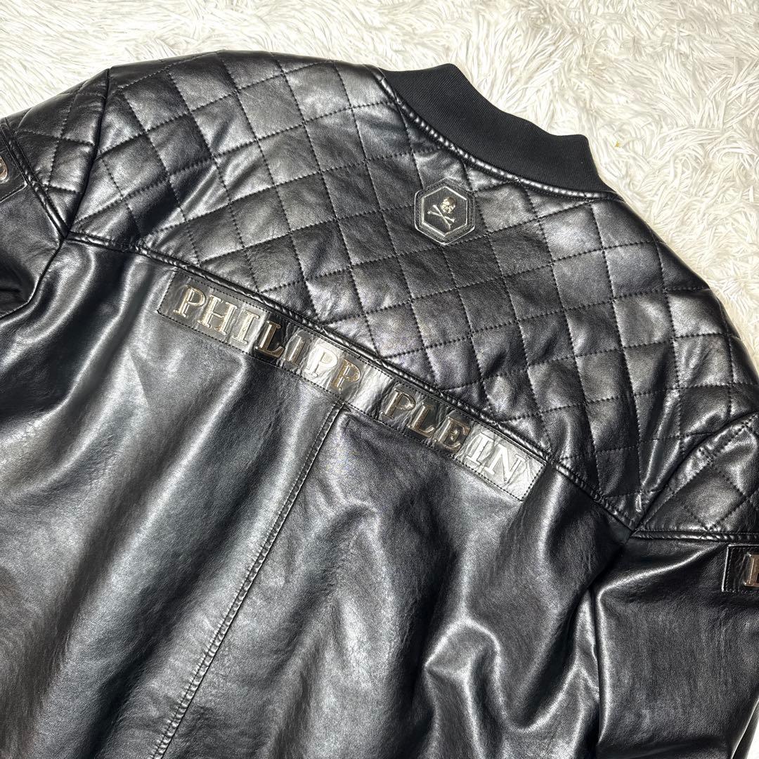 希少✨️大きい フィリッププレイン レザージャケット キルティング 黒 3XL