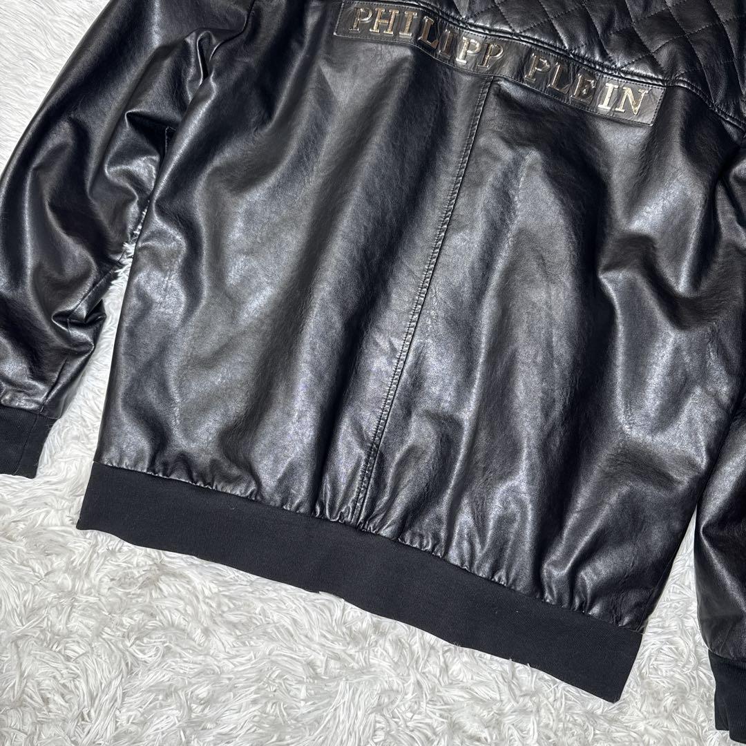 希少✨️大きい フィリッププレイン レザージャケット キルティング 黒 3XL