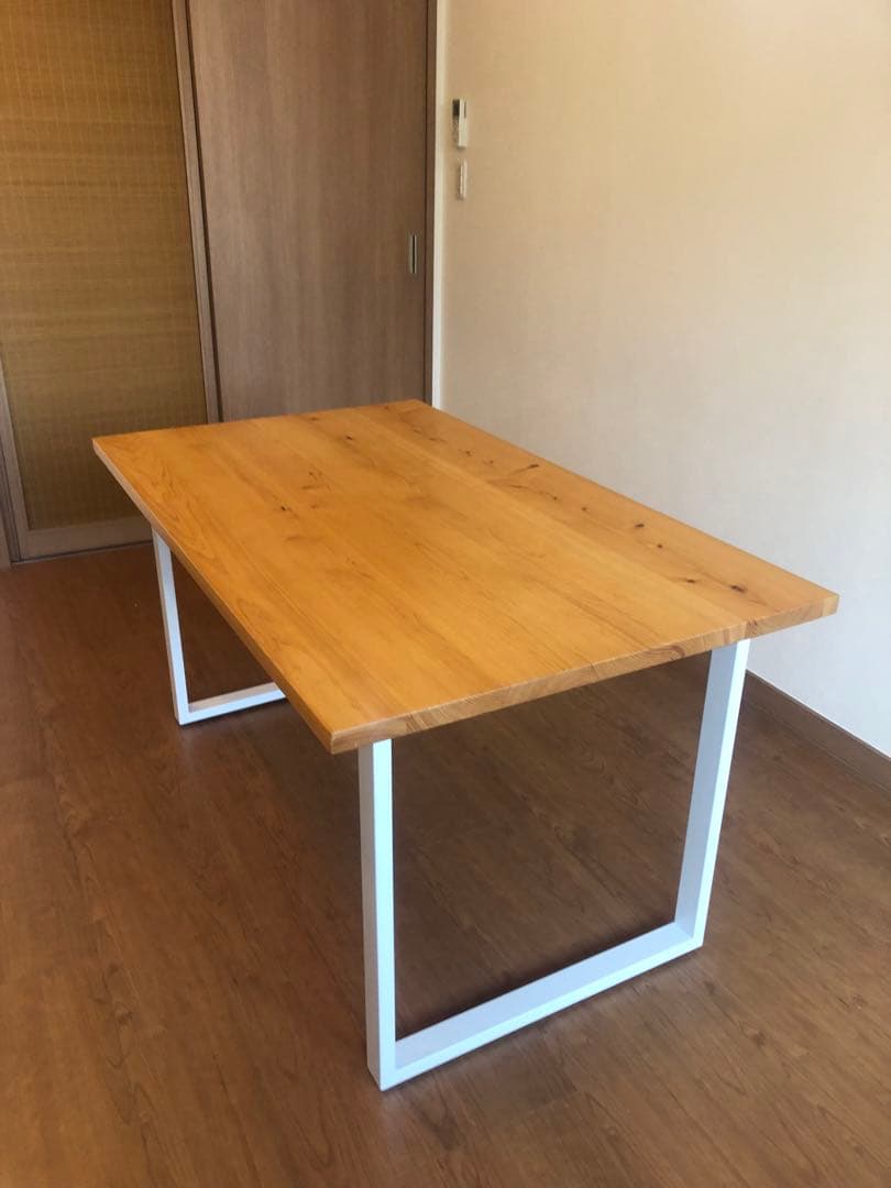 kanademono ウッドテーブル　Square 鉄脚　ホワイト　135×80