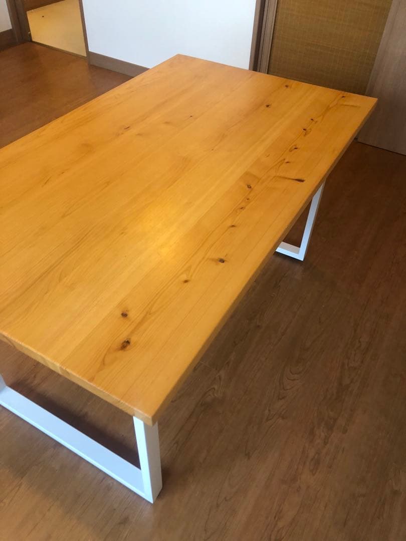 kanademono ウッドテーブル　Square 鉄脚　ホワイト　135×80