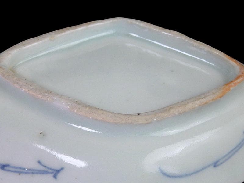 古伊万里　こんにゃく印判　紅葉の図　菱形変形小皿　江戸中期　A346AS-CWr