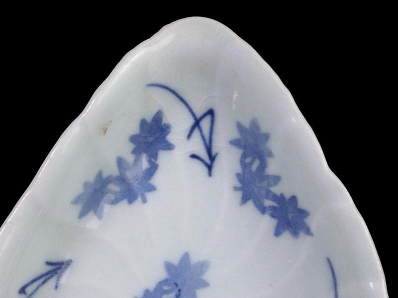 古伊万里　こんにゃく印判　紅葉の図　菱形変形小皿　江戸中期　A346AS-CWr