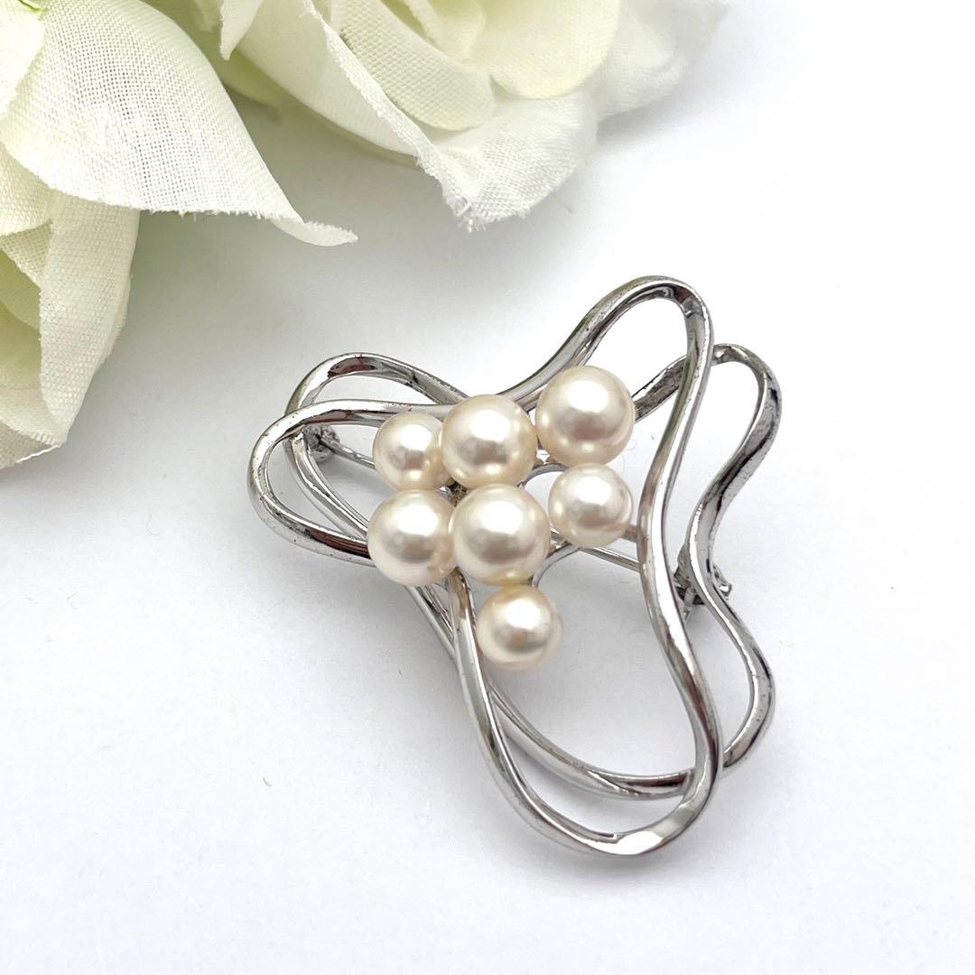ミキモト　シルバー　パール　ブローチ　皇室御用達ブランド