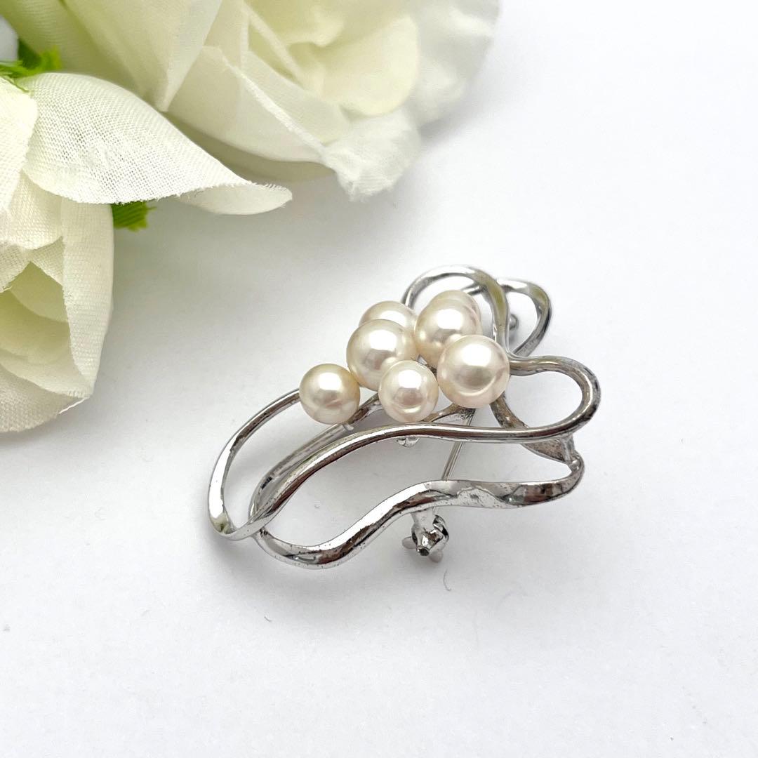 ミキモト　シルバー　パール　ブローチ　皇室御用達ブランド
