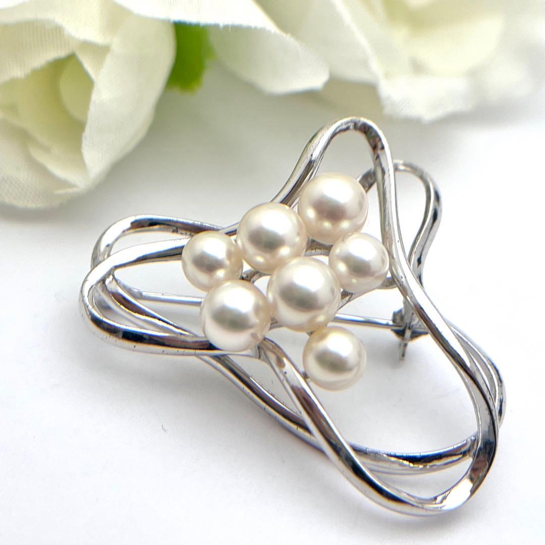 ミキモト　シルバー　パール　ブローチ　皇室御用達ブランド