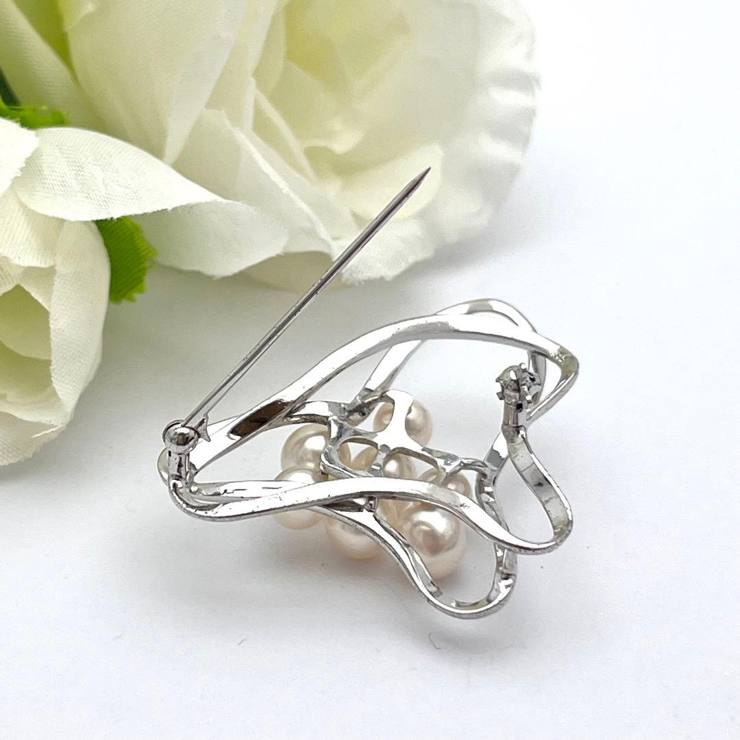 ミキモト　シルバー　パール　ブローチ　皇室御用達ブランド