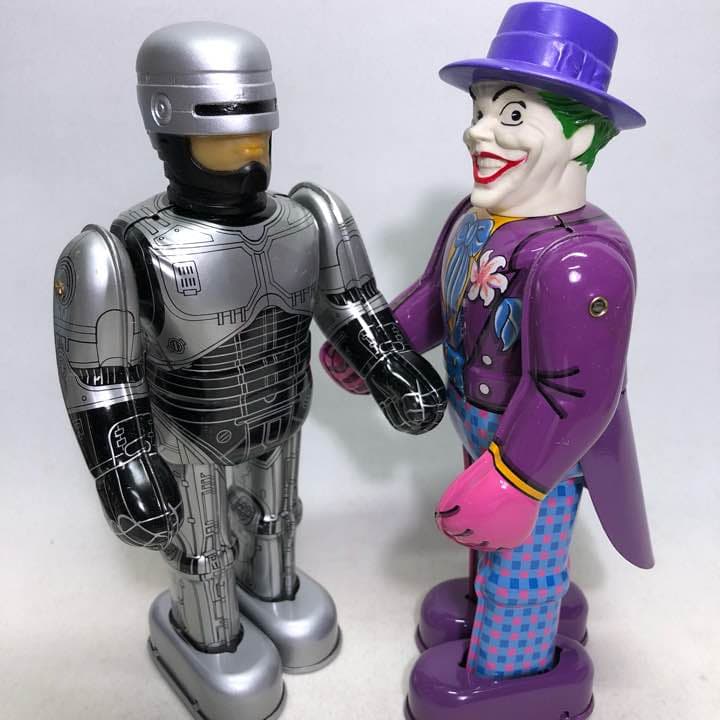 ビリケン ロボコップ & ジョーカー ゼンマイ歩行ブリキ玩具 1990年代当時物