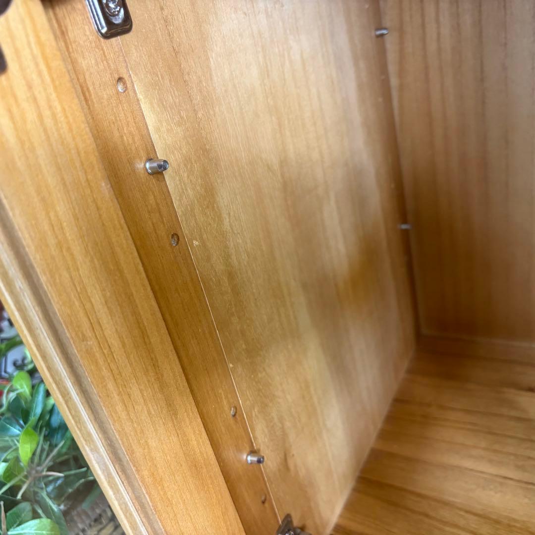 訳あり品【134】ナチュラルウッド桐材天然無垢ガラスキャビネット収納家具チェスト