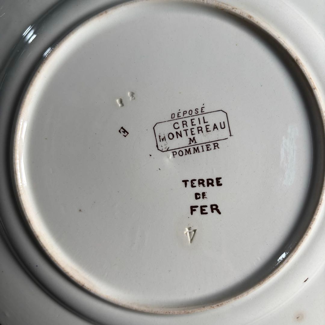 フランスアンティークプレート ブラウン　花柄2枚セット