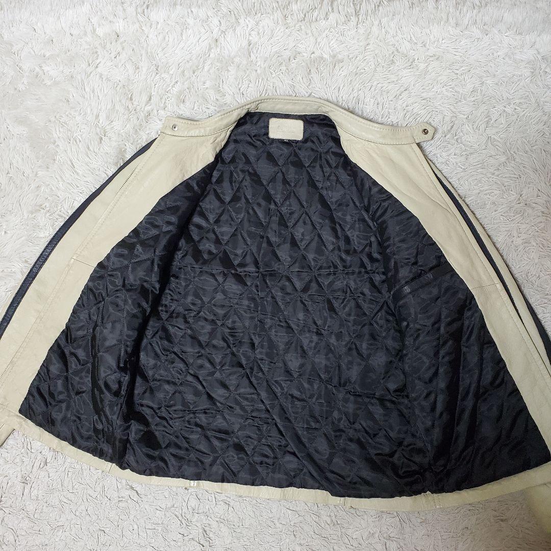 美品 Glitter シングルライダース 本革 アイボリー 42