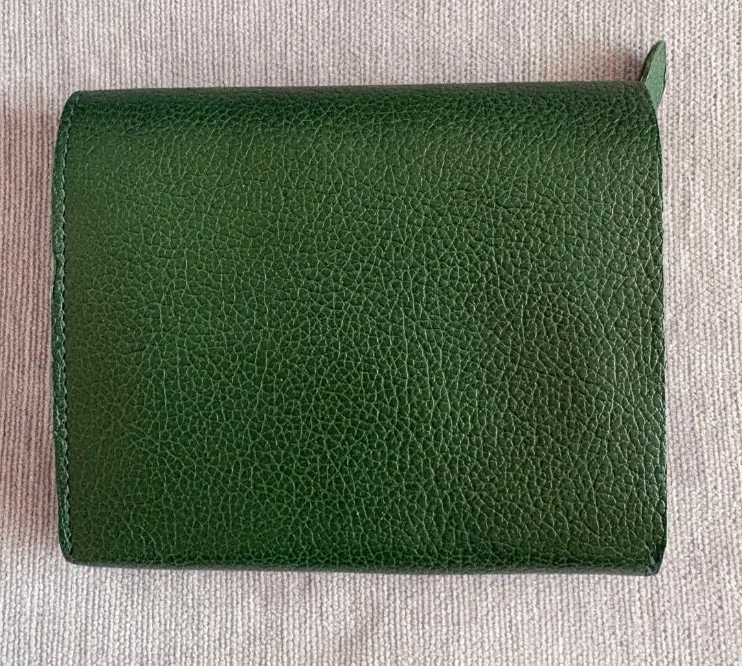 IL BISONTE イルビゾンテ グリーン レザー 二つ折り財布 未使用に近い