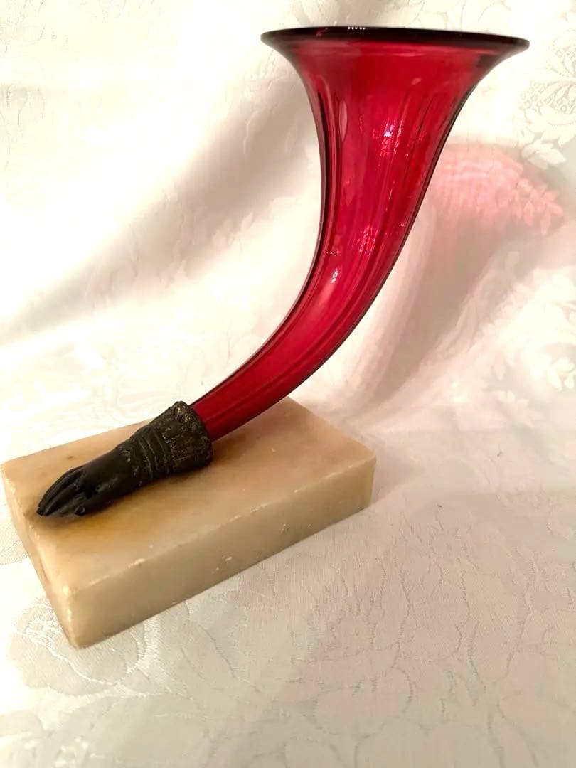 アンティーク　クランベリーガラス花器