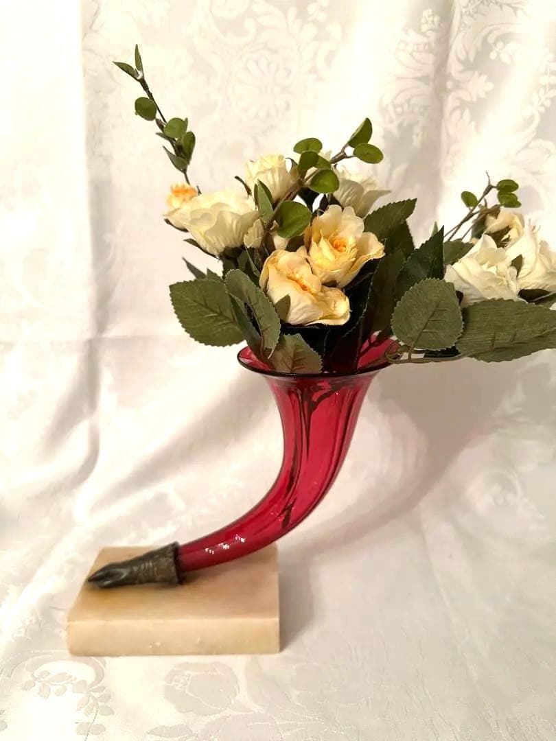 アンティーク　クランベリーガラス花器