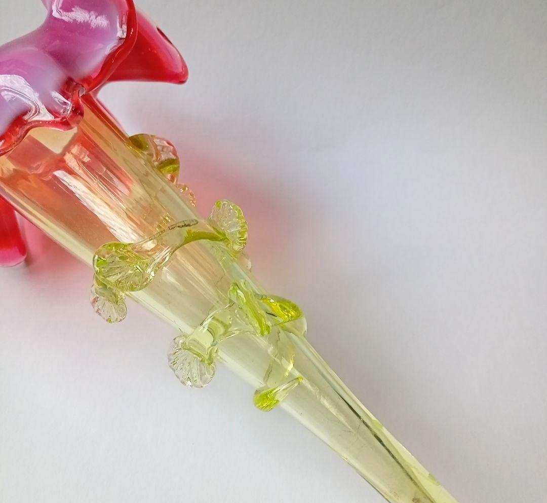 ★G1703★ アンティーク ウランガラス　花瓶　花器　ヨーロッパ