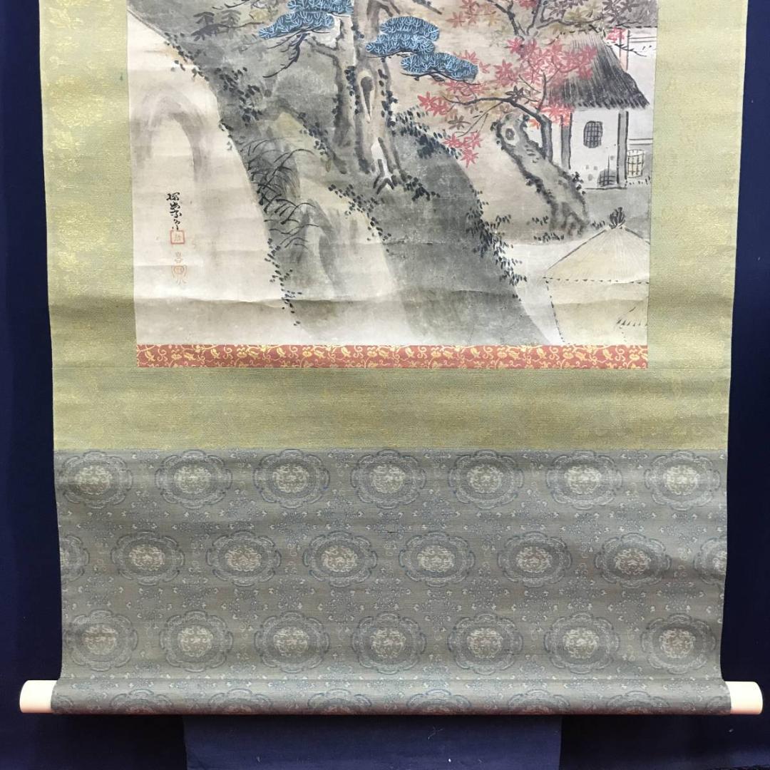 模写/狩野探幽/古画紅葉山水図/山水図/江戸時代/掛軸/名家伝来/AD-990