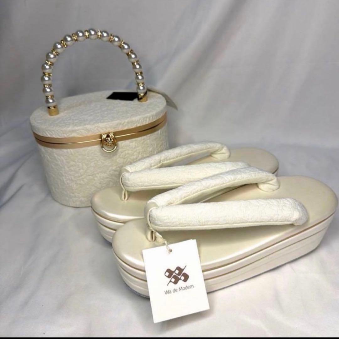 新品　2026年モデル　草履　バッグ　セット　振袖用　成人式　白