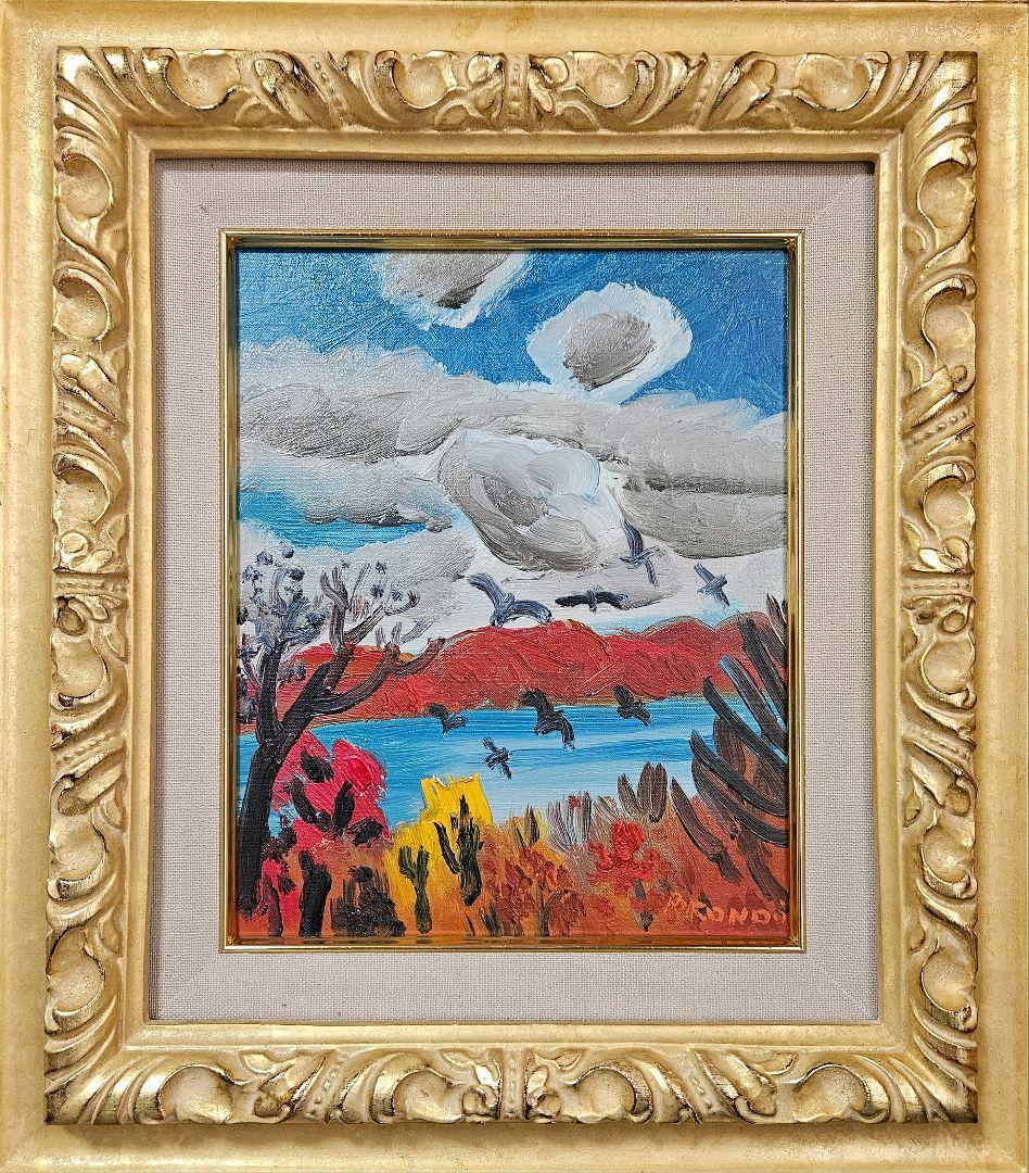 【真筆保証❗】近藤良悦筆　油彩　F3キャンバス　肉筆　題『十和田湖』額装