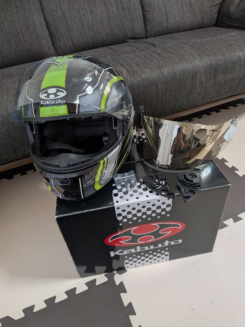 Kabuto フルフェイスヘルメット ブラック/グリーン　KAMUI