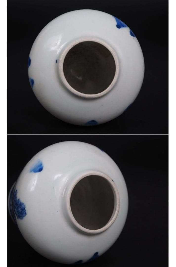 送料無料　旧家蔵出　江戸時代　山水高士図壺　木箱付