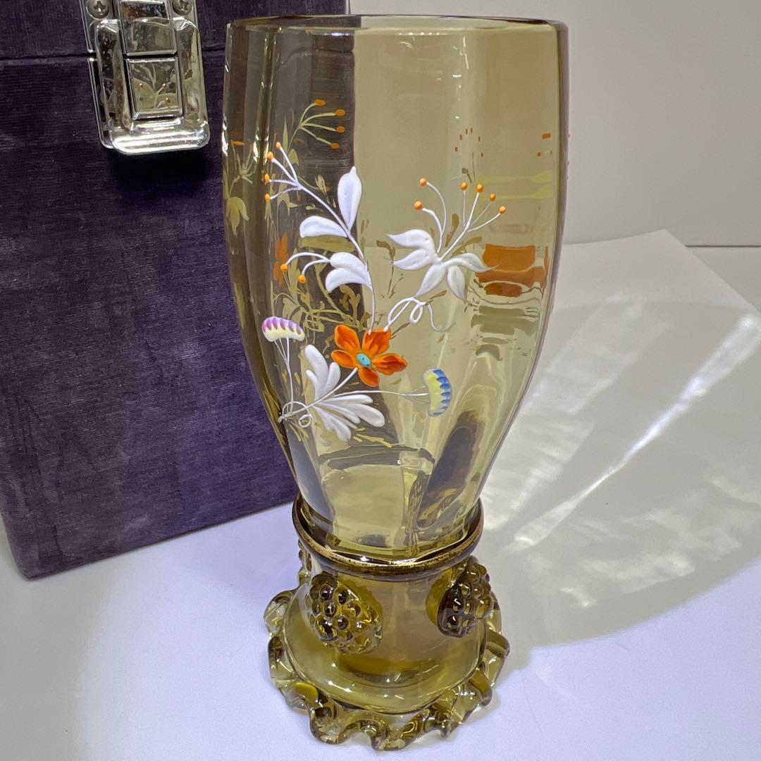 19世紀　フランスエナメル彩杯　化粧箱付　高約15.5㎝　東Y8-0106☆2F