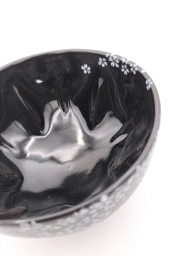 b209 【新品・未使用】茶碗 黒釉 夜桜 今岡三四郎 木箱 茶道具