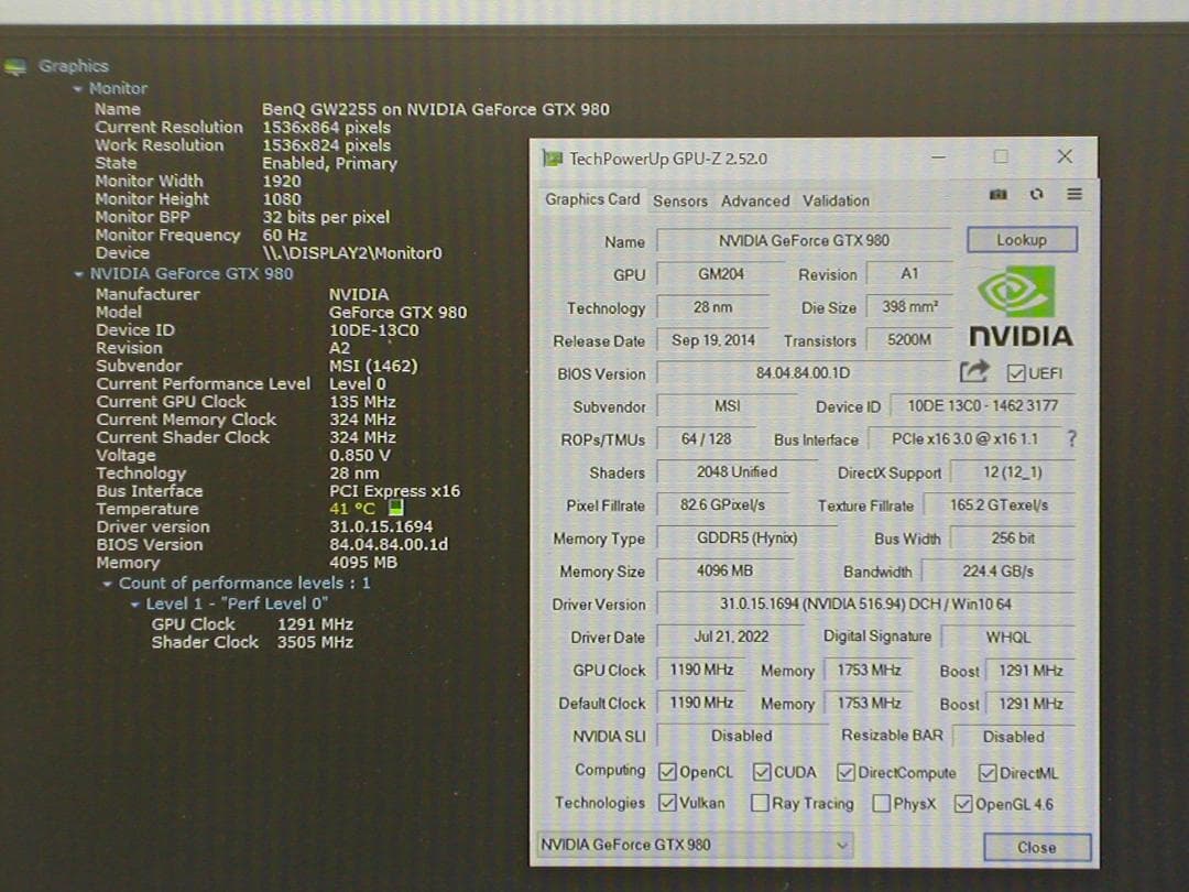 MSI　GTX980 GAMING 4G