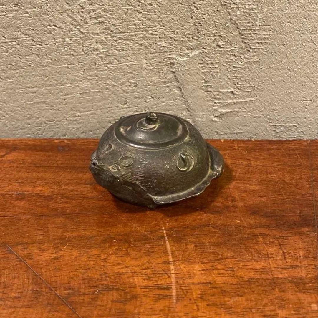 骨董品 江戸後期 分福茶釜 水滴 タヌキ 古錫 古銅 美品 古道具 コレクション