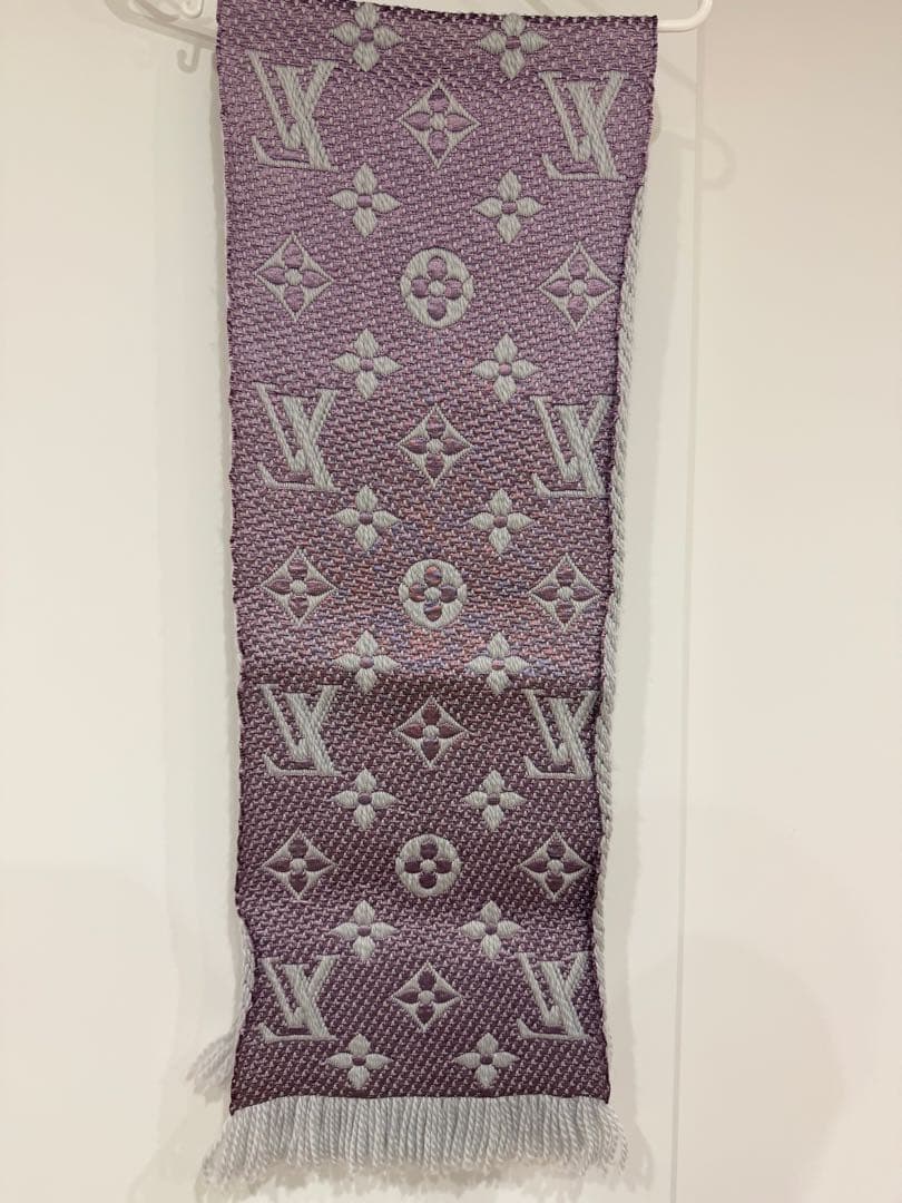 Louis Vuitton モノグラムマフラー グレー/パープル