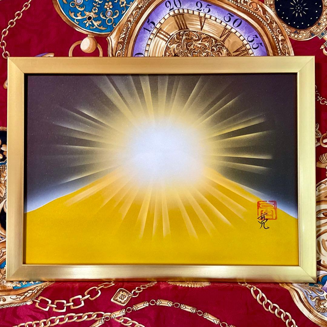 富士山絵画新春セール｜A4風水絵画ダイヤモンド金富士 金運財運アップ