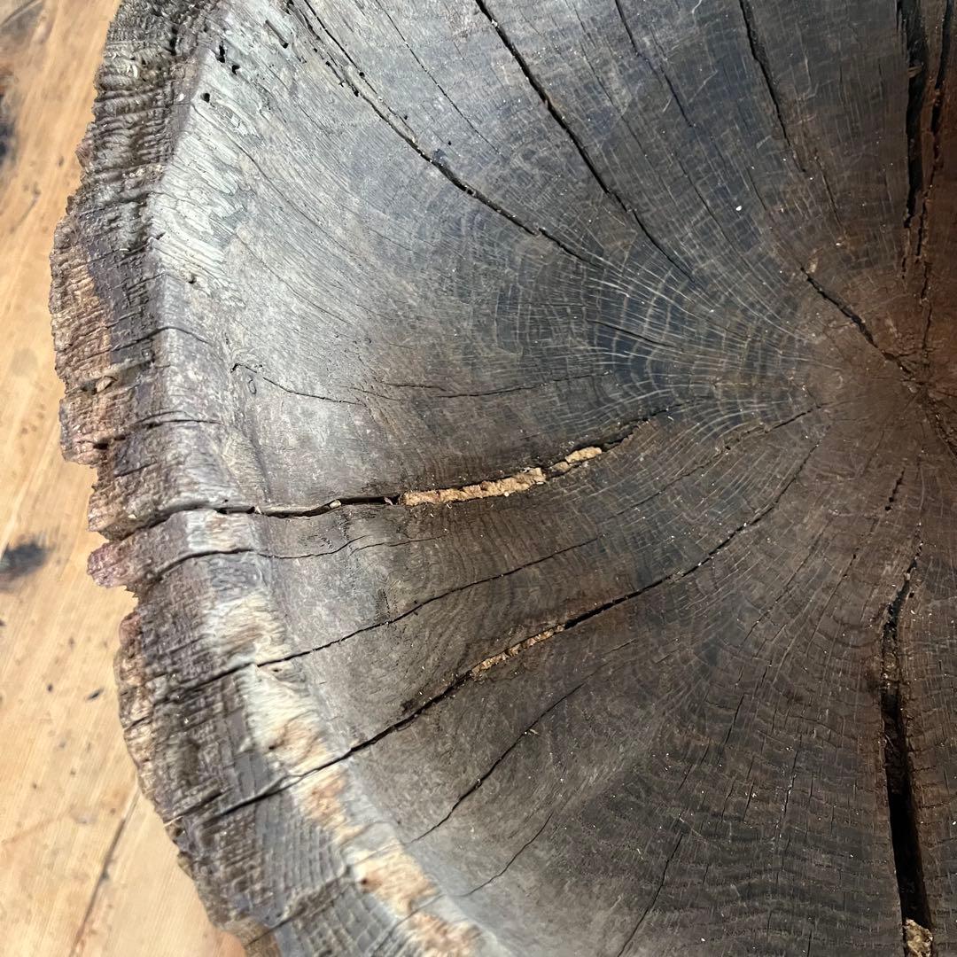 アンティーク ローテーブル 椅子 欅 臼 プリミティブ 無塗装 送料込